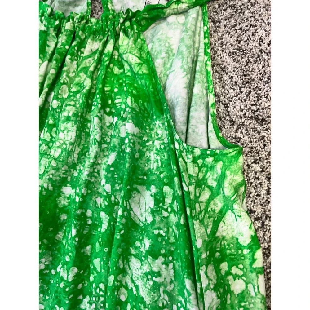 COS Green Abstract Print Sleeveless Tie Back Oversized  Maxi Dress Womens Size 6 - Picture 5 of 12